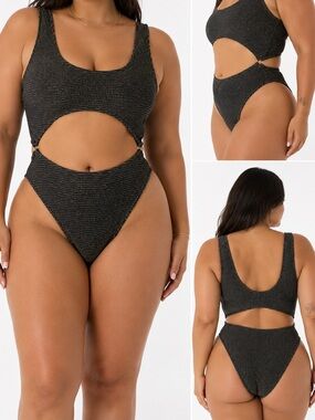 Good American Always Fits Sculpt Monokini Black Gold NWT Size 5/6 US 2XL